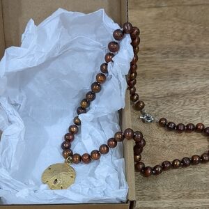 South Sea Brown Genuine Pearls With Added Sand Dollar Pendant